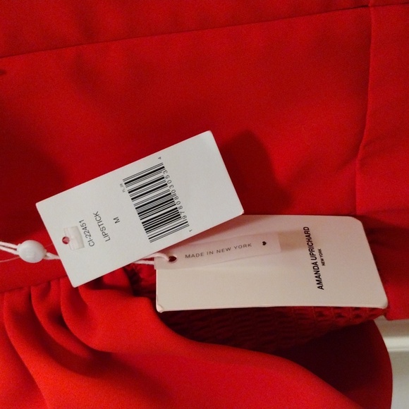 Amanda Uprichard Darien Off The Shoulder, Slit, Midi Dress in Lipstick Red 6 NWT - Picture 11 of 12